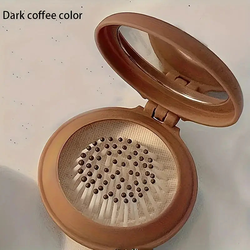 Mini Portable Folding Travel Hair Brush With Mirror For Women Lightweight Plastic Dual Fold Design For Outdoor Use