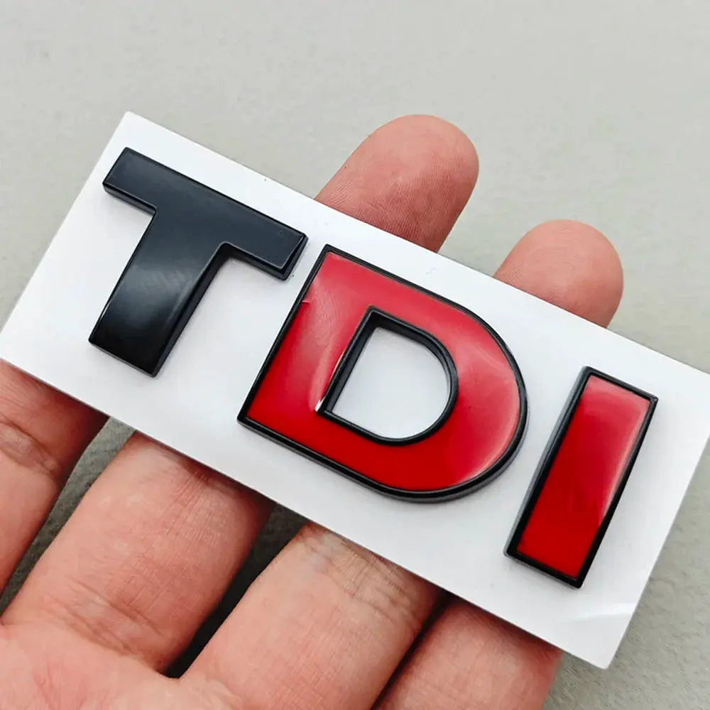 3D ABS TDI emblem badge for VW trunk, black T with red D and I on white backing