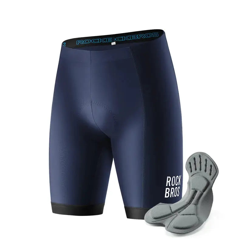 ROCKBROS men's cycling shorts with 3D gel pad, navy blue, anti-slip breathable liner