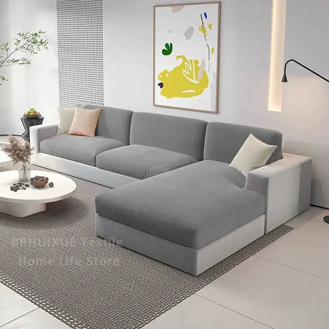 Velvet sofa seat cushion cover in gray for an L-shaped sectional couch; stretchy thickened fabric