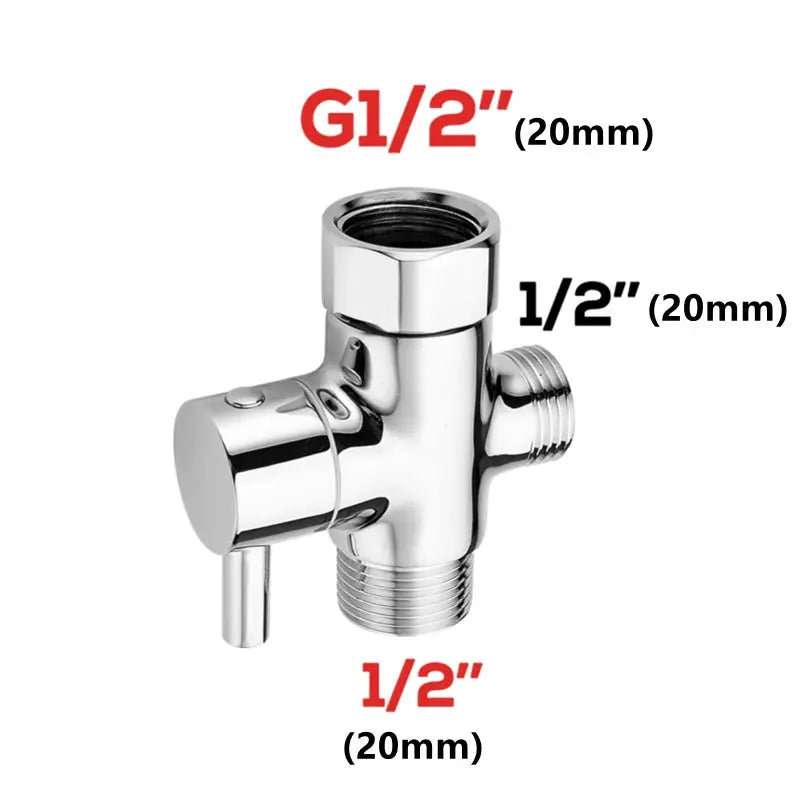 Simples Market chrome bidet T adapter with shut-off valve, 3-way plumbing fitting.