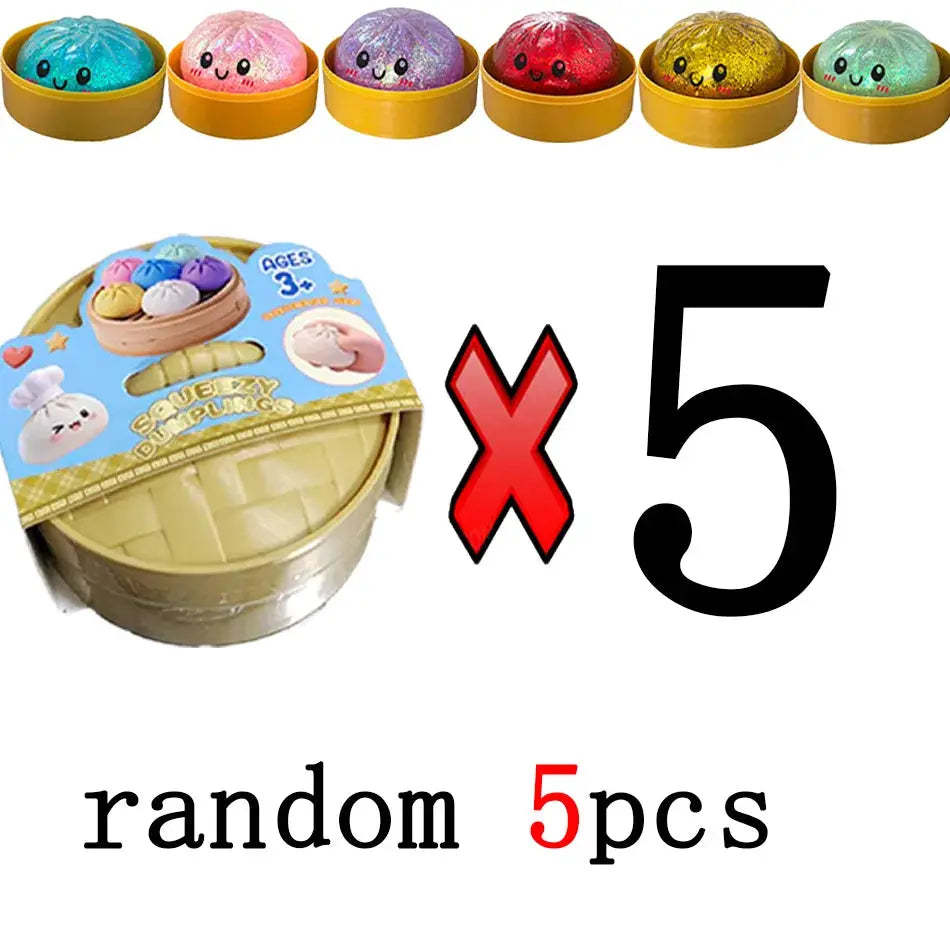 Dumpling Squishies Cute Colorful Bun Toy Slow Rising Stress Relief Fidget for Kids and Adults Anti Anxiety Gift