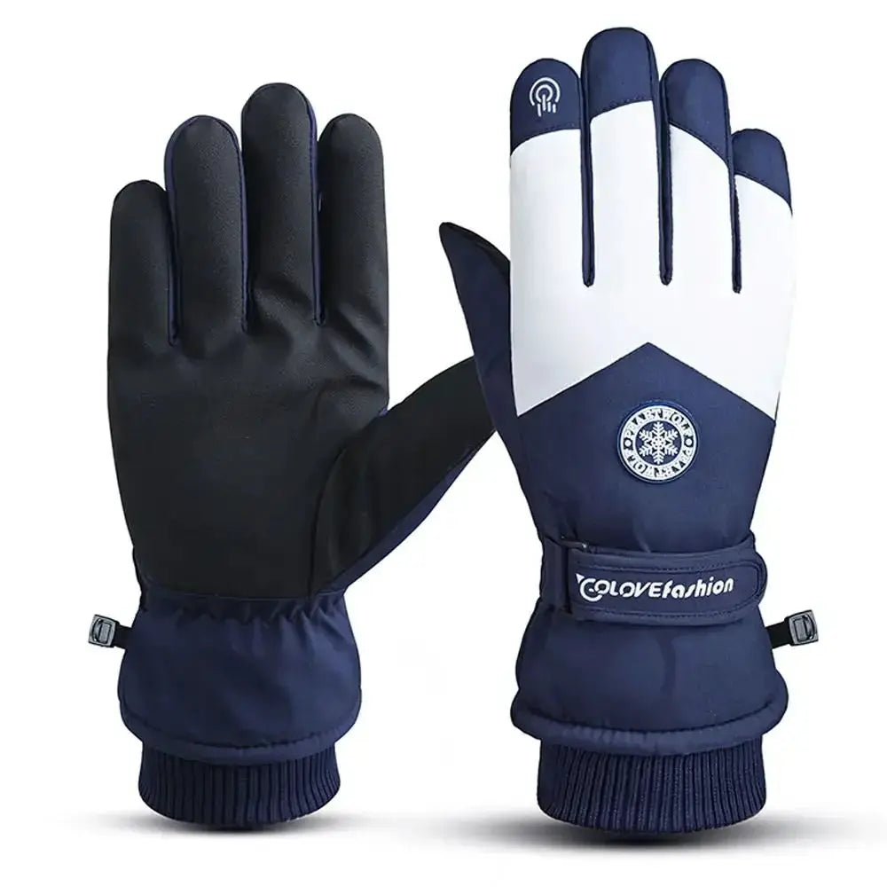 Winter Snowboard Ski Gloves PU Leather Non Slip Touchscreen Waterproof Fleece Warm Riding Gloves For Motorcycle Cycling
