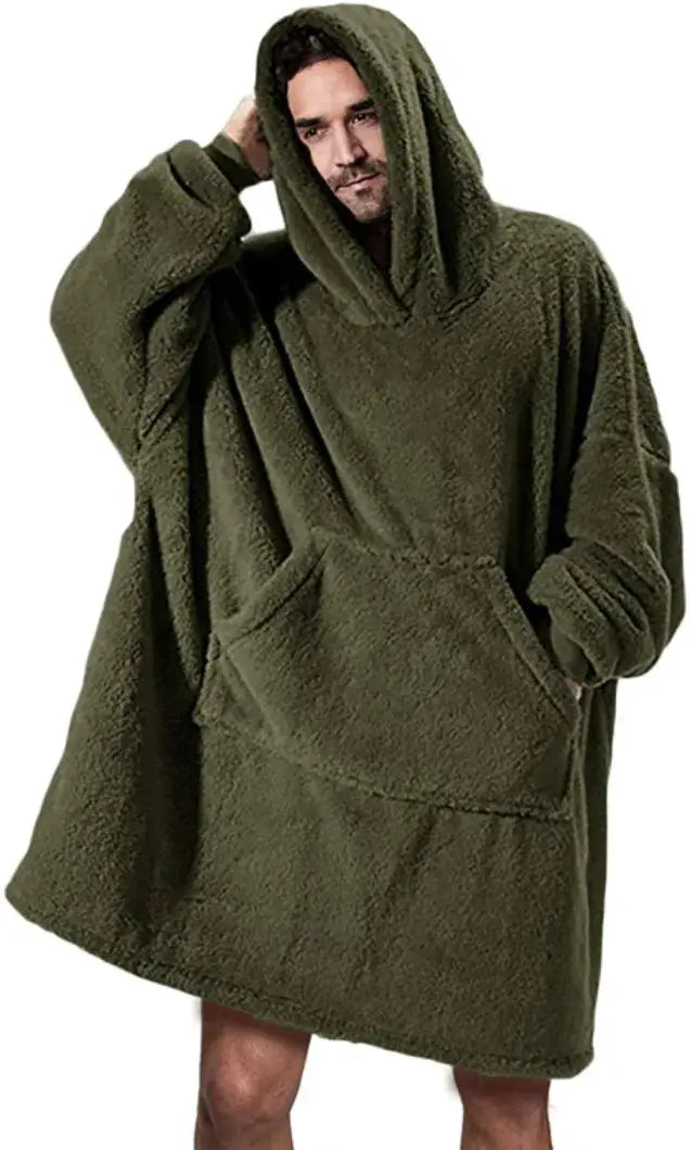 CozyNest Winter Double Faced Fleece Hoodie Blanket Oversized Hoodie With Large Pocket For Women And Men