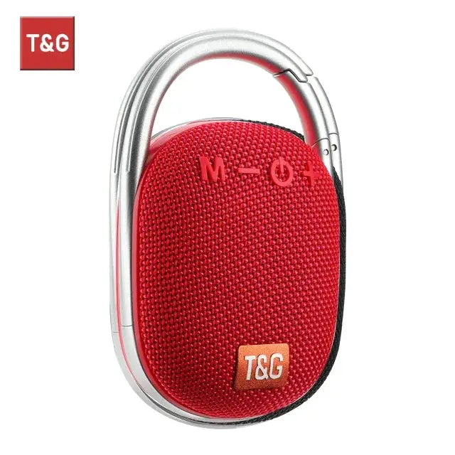 TG321 outdoor portable waterproof Bluetooth speaker, red fabric with silver handle, T&G logo