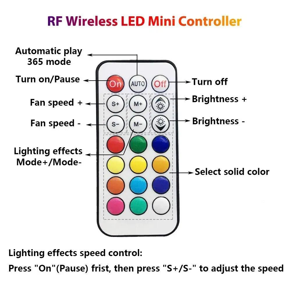 Simples Market RGB LED remote controller for PC cooling fans, RF wireless with multicolor buttons.