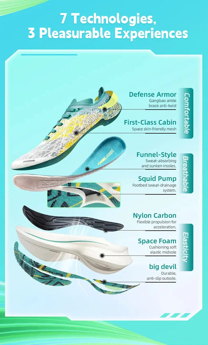 ONEMIX Marathon carbon-plate running shoes by Simples Market, ultra-light men's sneakers with shock absorption.