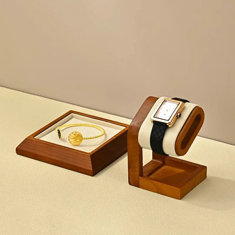 WoodTen Solid Wood Watches Display Stand Elegant Jewelry Organizer For Watches Necklaces Bracelets Bangles
