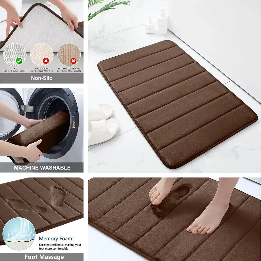 CloudLux Memory Foam Bath Mat Ultra Absorbent Three Layer Microfiber With Non Slip Backing Quick Drying