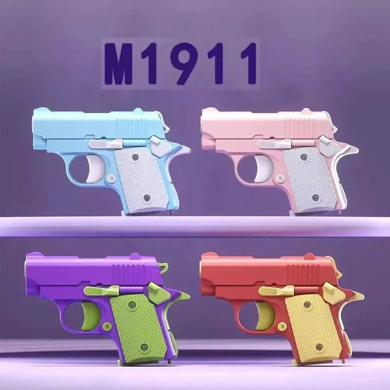 Gravity Activated Mini 3D Printed 1911 Style Pistol Fidget Toy ABS Plastic Stress Relief Gift For Boys