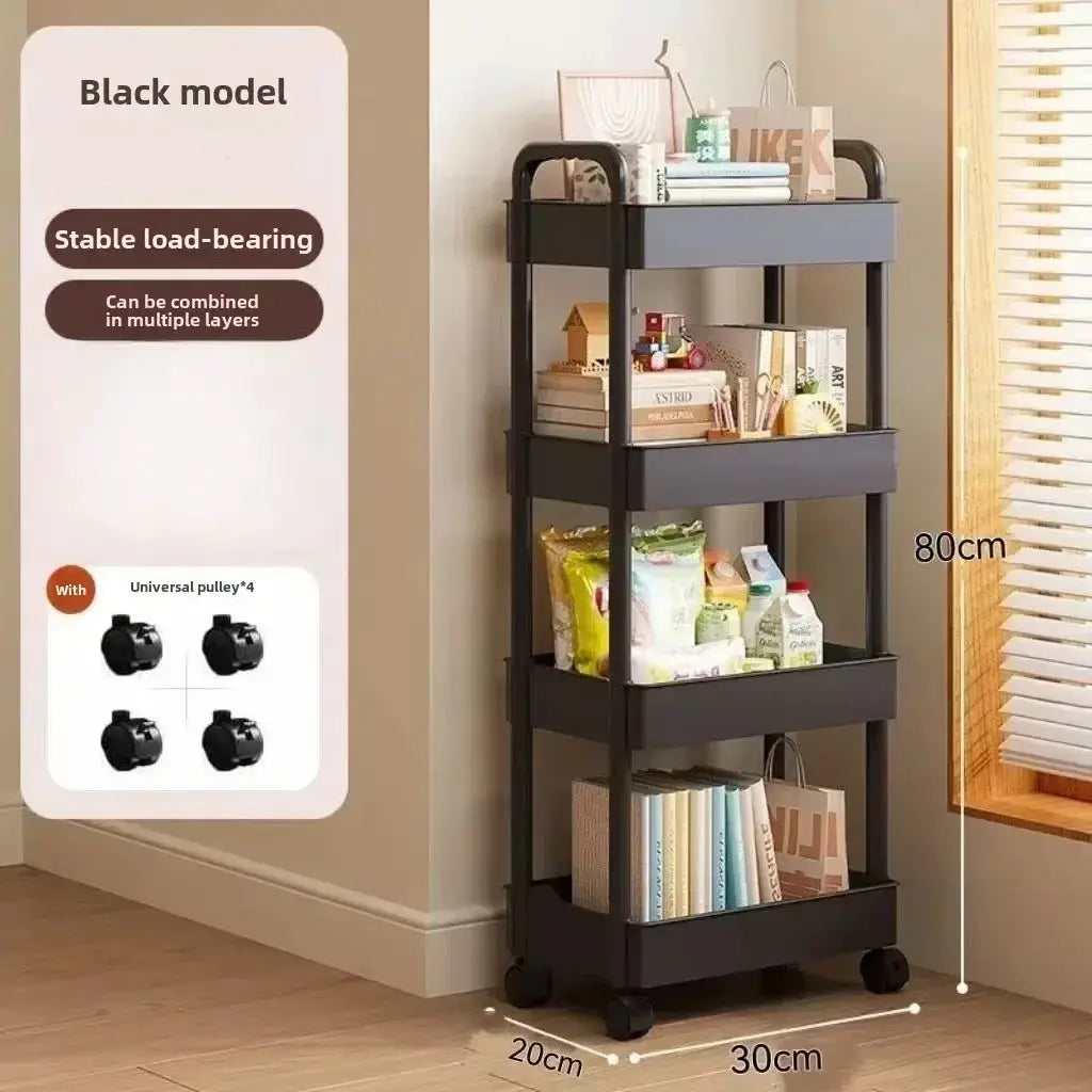 Multifunctional Storage Cart With Open Shelves For Living Room Kitchen And Bedroom Book Display Decor Organizer