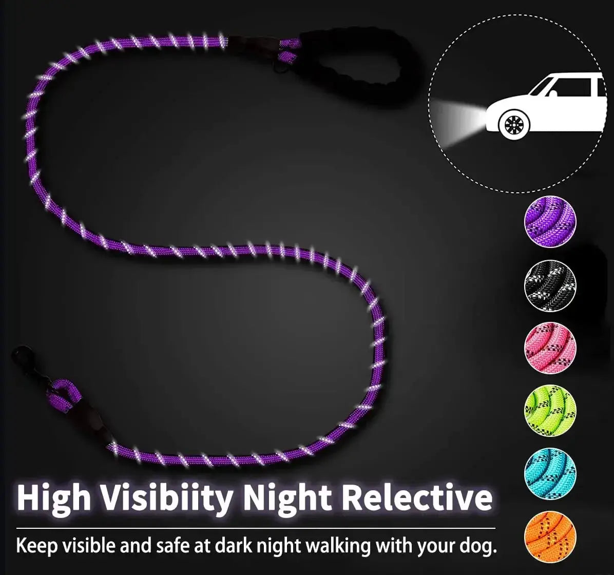 Strong Durable Reflective Nylon Dog Leash For Small Medium And Large Dogs Heavy Duty Tow Safe Walk