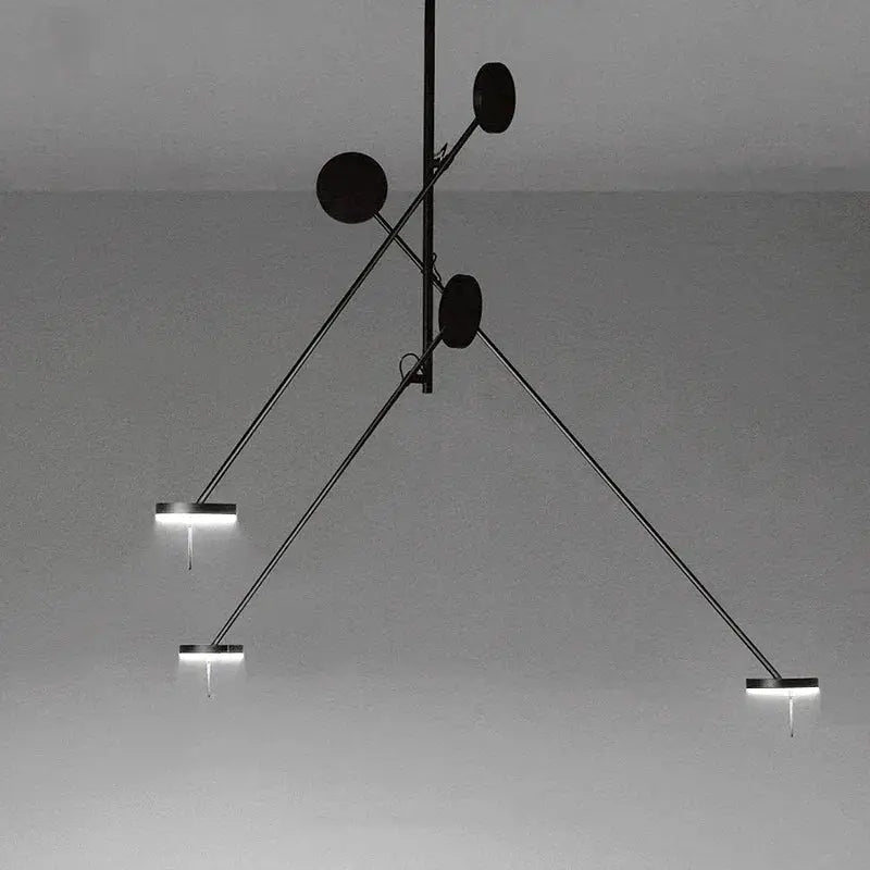 Creative LED Chandelier Black Lustre by Simples Market, three-arm pendant with rectangular LED heads