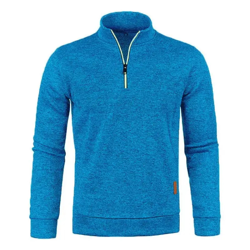 Autumn Men's Half Zip Sweatshirt With Turtleneck Long Sleeve Solid Color Streetwear Winter Warm Jacket