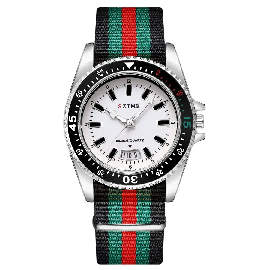 Unisex Nylon Strap Calendar Quartz Watch With Luminous Dial Elegant Business Timepiece For Men And Women