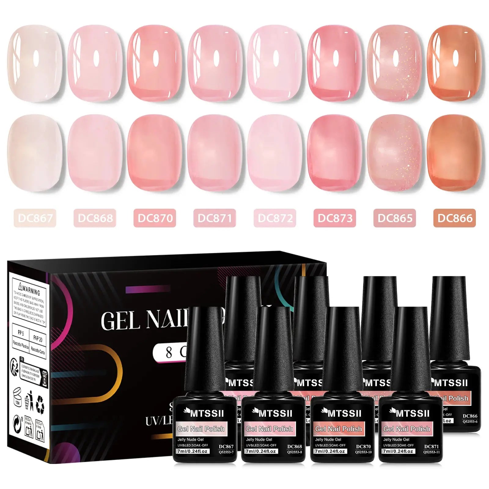 Gel nail polish set: 8 nude jelly shades in a box by Simples Market
