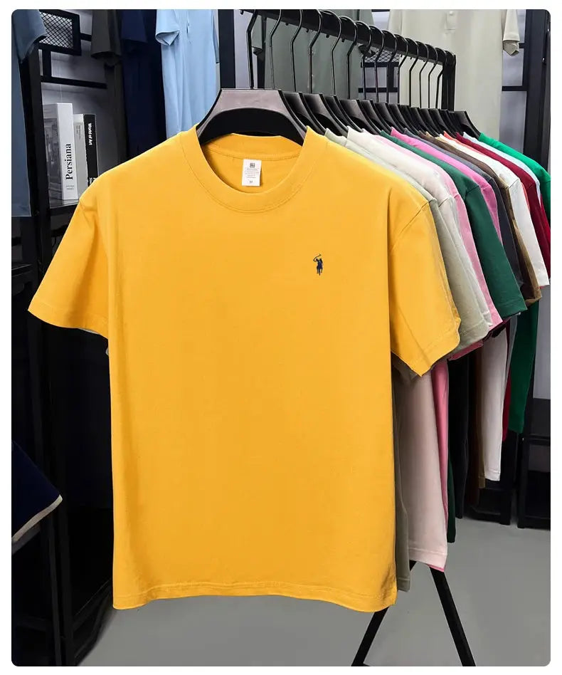 100% cotton men's short sleeve T-shirt fashion brand Paul Pony embroidery summer new high-end comfortable casual round neck top