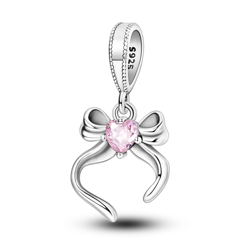 925 Sterling Silver Charms Bead Pink Butterfly Luminous Firefly Dangle Fit Bangle Bracelet Necklace DIY Jewelry
