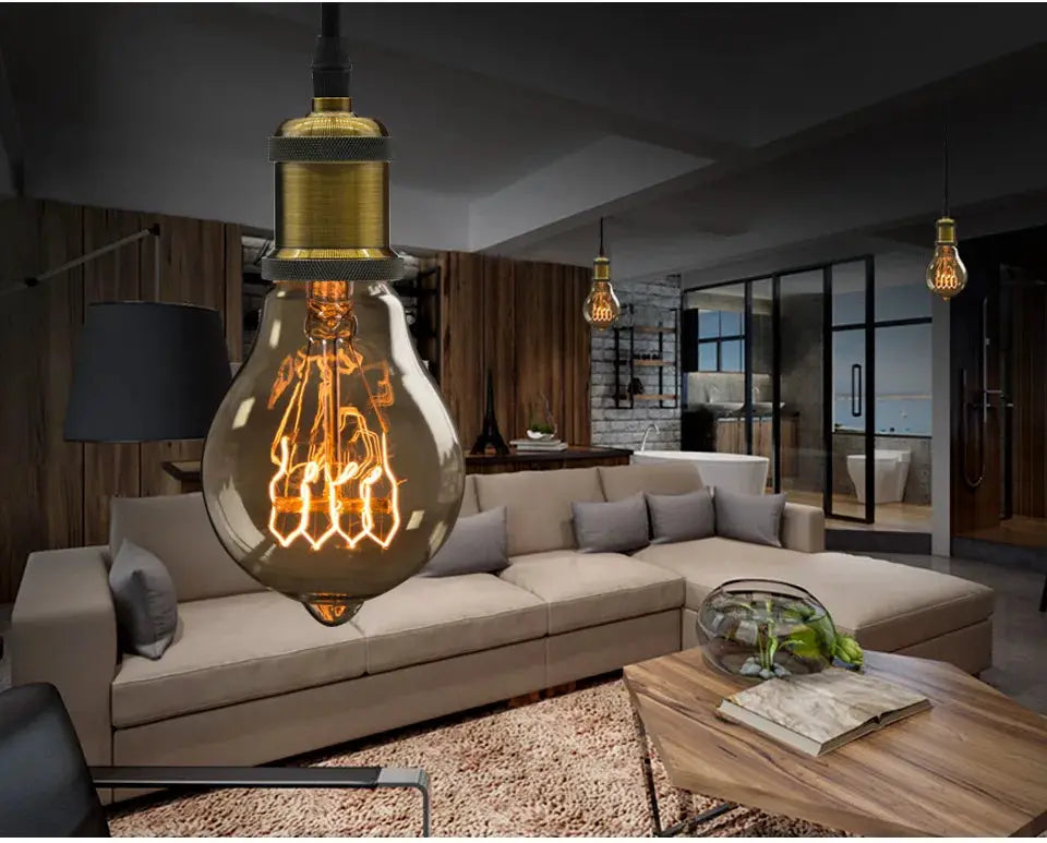 Aluminum pendant lights set of 3, industrial vintage brass finish, E27 hanging lamps