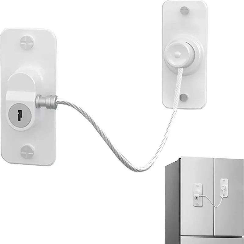 Child safety window lock set by Simples Market, white plastic plates with steel cable, 4/8-pack