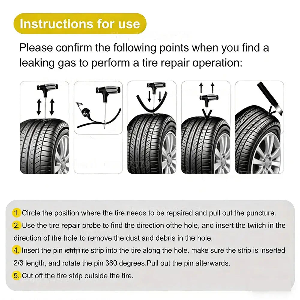 Tire Repair Kit by Simples Market with plug tool, repair glue and rubber strips