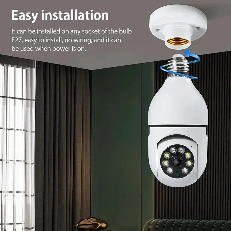 1080P HD E27 bulb surveillance camera by Simples Market, white wireless IP security cam with night vision