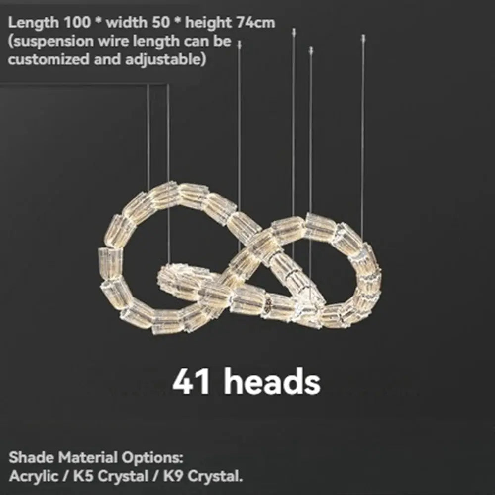 Simples Market necklace chandelier ceiling light with 41 crystal acrylic bead strands, adjustable length