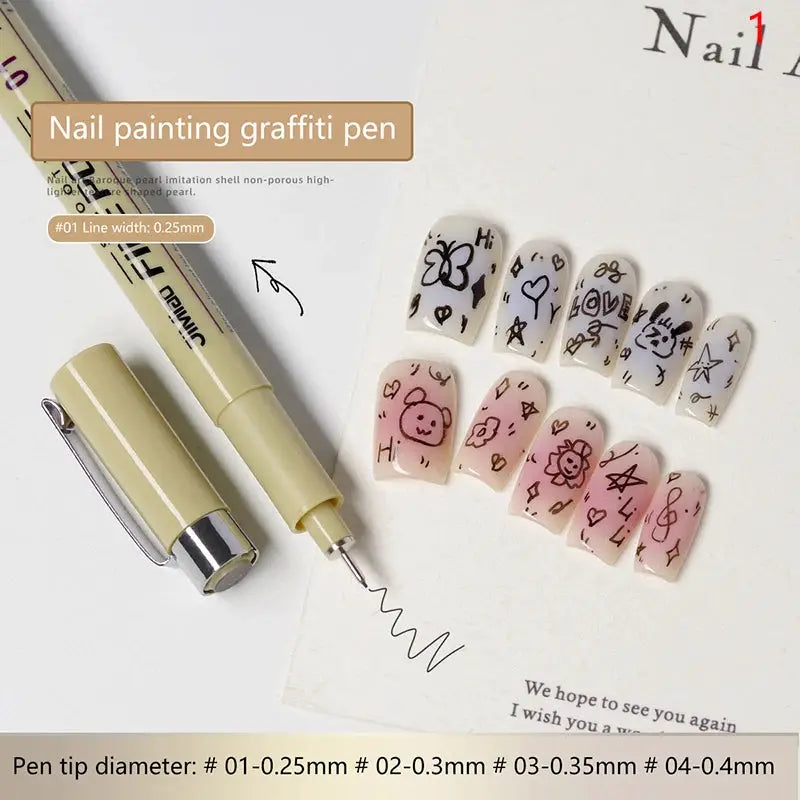 Nail Art Graffiti Line Pen Gel Painting Waterproof Precision Nib With Ultra Fine Brush For Crisp Detailed Nail Art