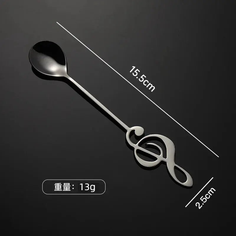 Stainless Steel Musical Note Spoon Coffee Ice Cream Desserts Teaspoon Creative Kitchen Accessory Dining Decor