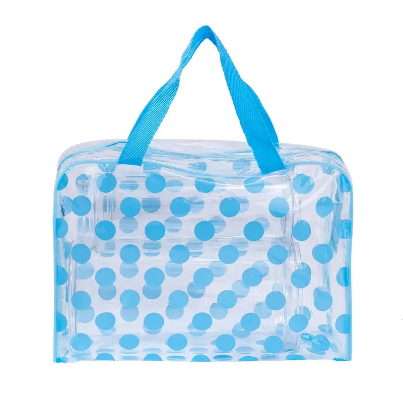 HOMEFISH Transparent Polka Dot Womens Makeup Bag Waterproof PVC Cosmetic Organizer for Travel and Daily Use