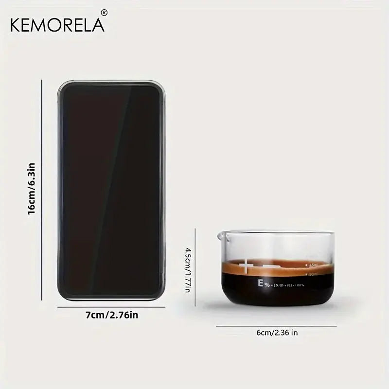 KEMORELA 60ml Espresso Shot Glasses Clear Scale Measuring Cup Heavy Glass Coffee Cups for Home Barista Accessories