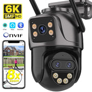 IP Camera outdoor PTZ, Simples Market, 6K 9MP, three lenses, 8x zoom, black enclosure