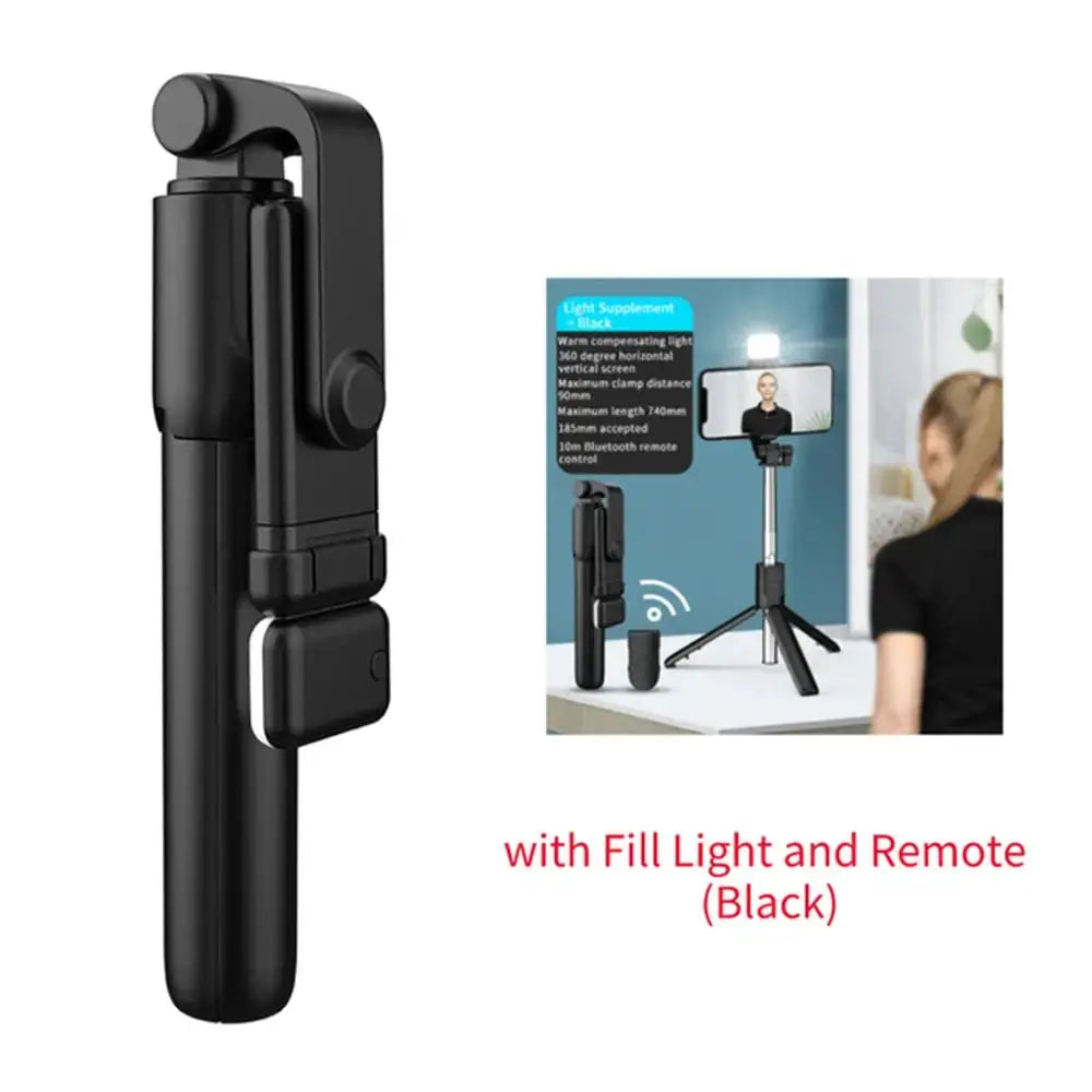 NovaFlex Portable Bluetooth Selfie Stick Tripod With Remote Shutter And Fill Light Extends To 29 Inches