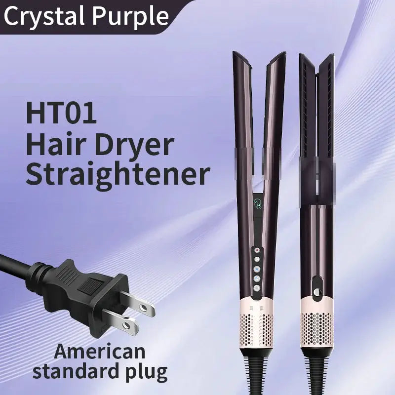 HT01 hair straightener by Simples Market in crystal purple; two devices with American standard plug.
