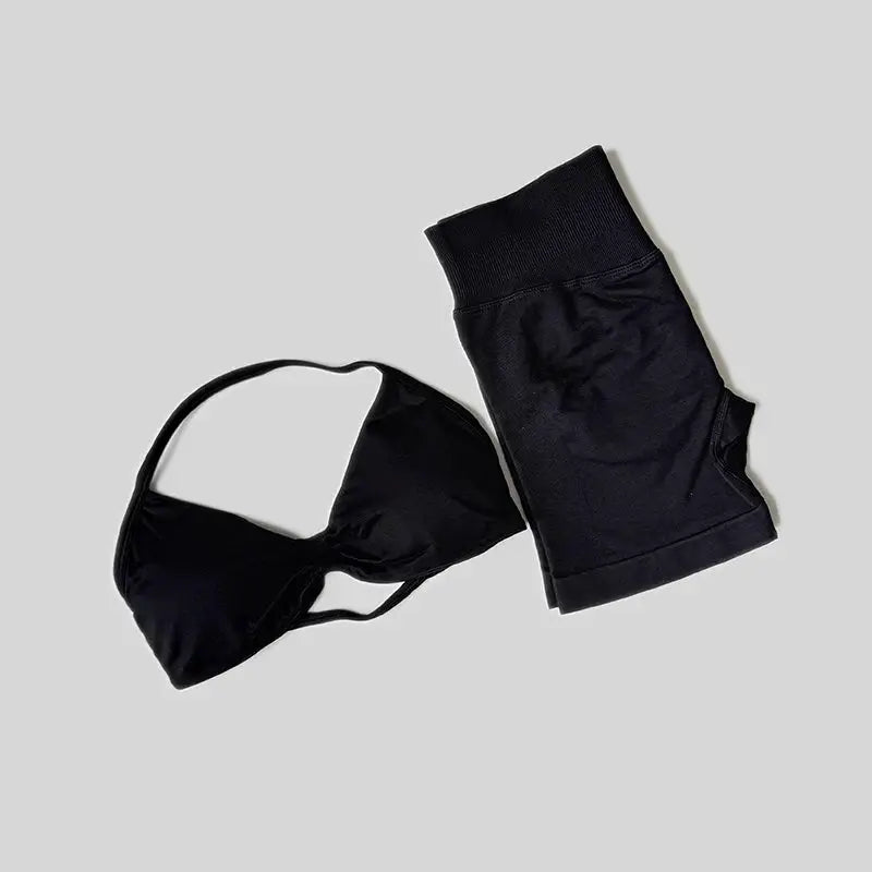 Impact Gym Set Women Halter Neck Tank Top High Waist Seamless Shorts