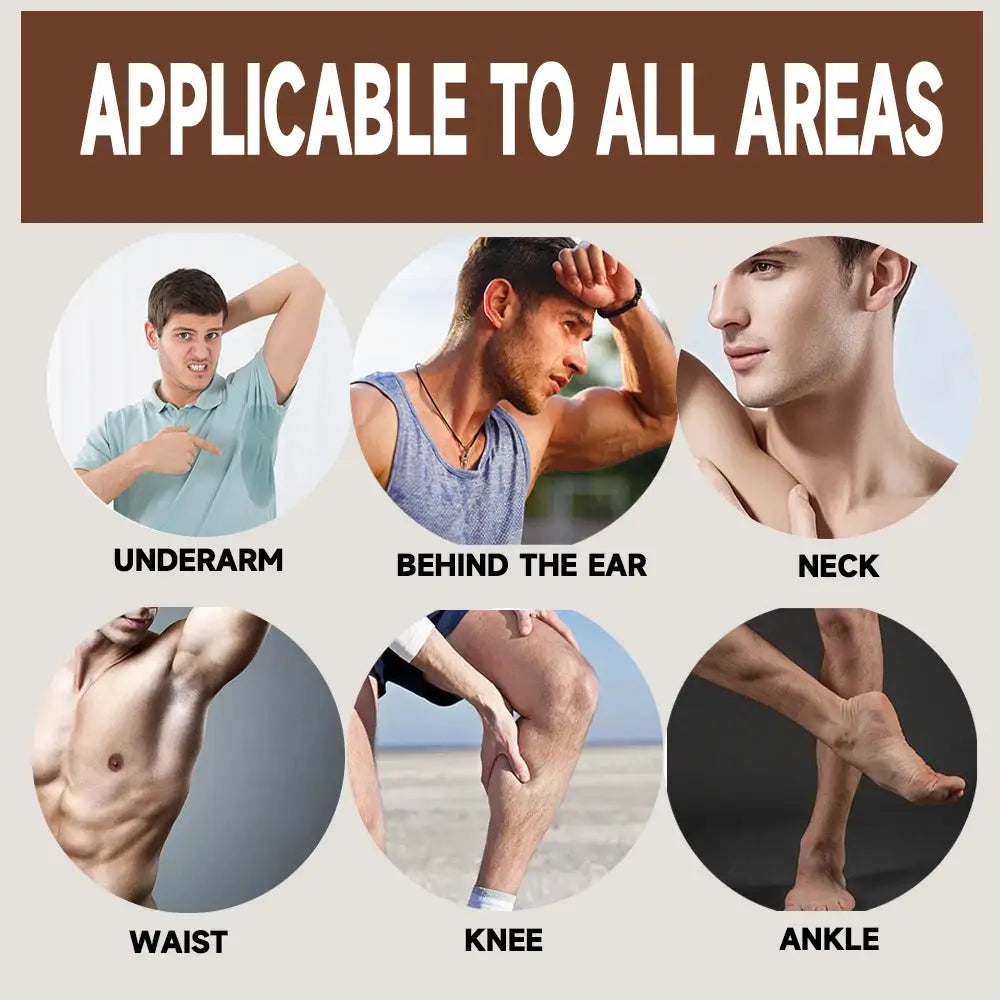 Simples Market men's sandalwood deodorant stick, 40g; six-area use: underarm, behind ear, neck, waist, knee, ankle.