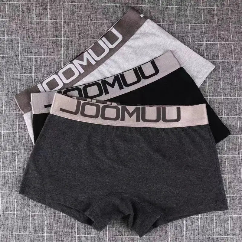 3-pack women's cotton boyshorts underwear with JOOMUU waistband by Simples Market in gray, black, charcoal