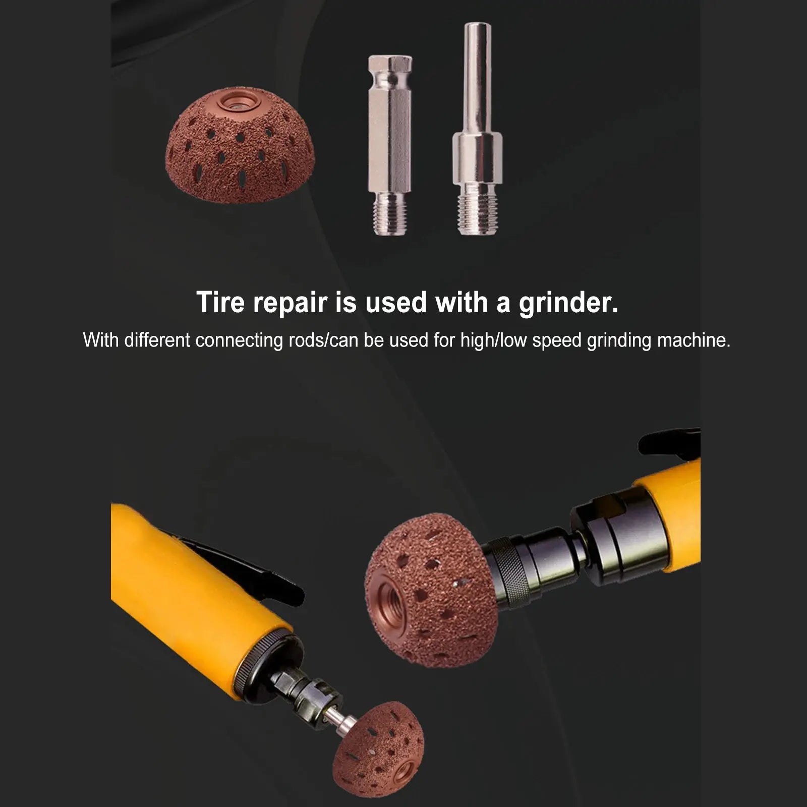 Tire grinding head kit with tungsten steel hemispherical wheels and pneumatic connectors by Simples Market