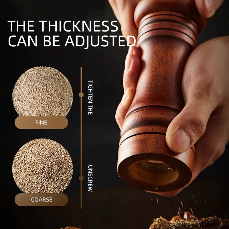 Classical Oak Wood Pepper Spice Mill Grinder Set With Adjustable Ceramic Grinding Core For Handheld Seasoning