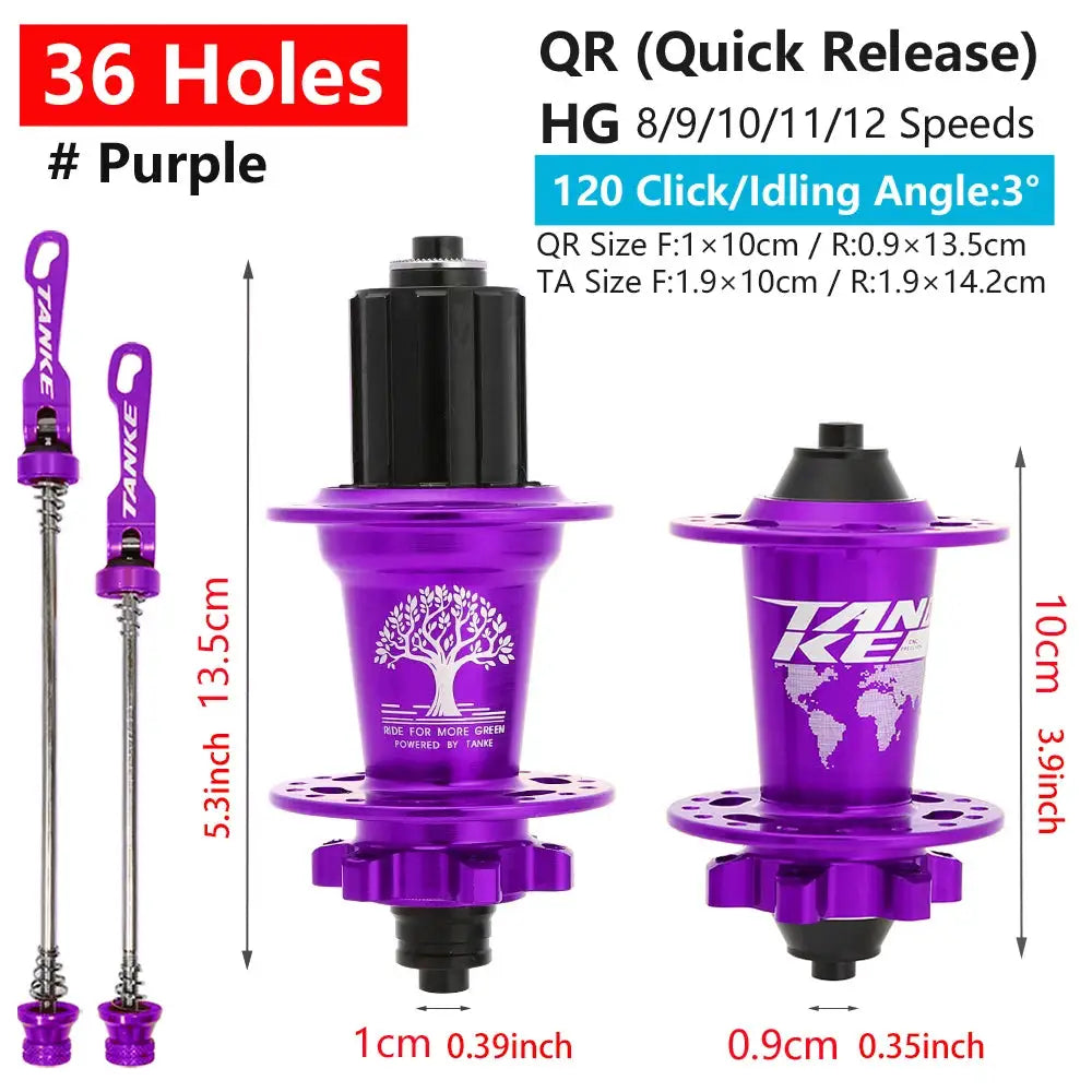 TanKe 120 Click MTB Front Rear Hub 120 Engagement 6 Bearings Thru Axle HG 8 9 10 11 12 Speed Disc Brake 28 32 36 Holes