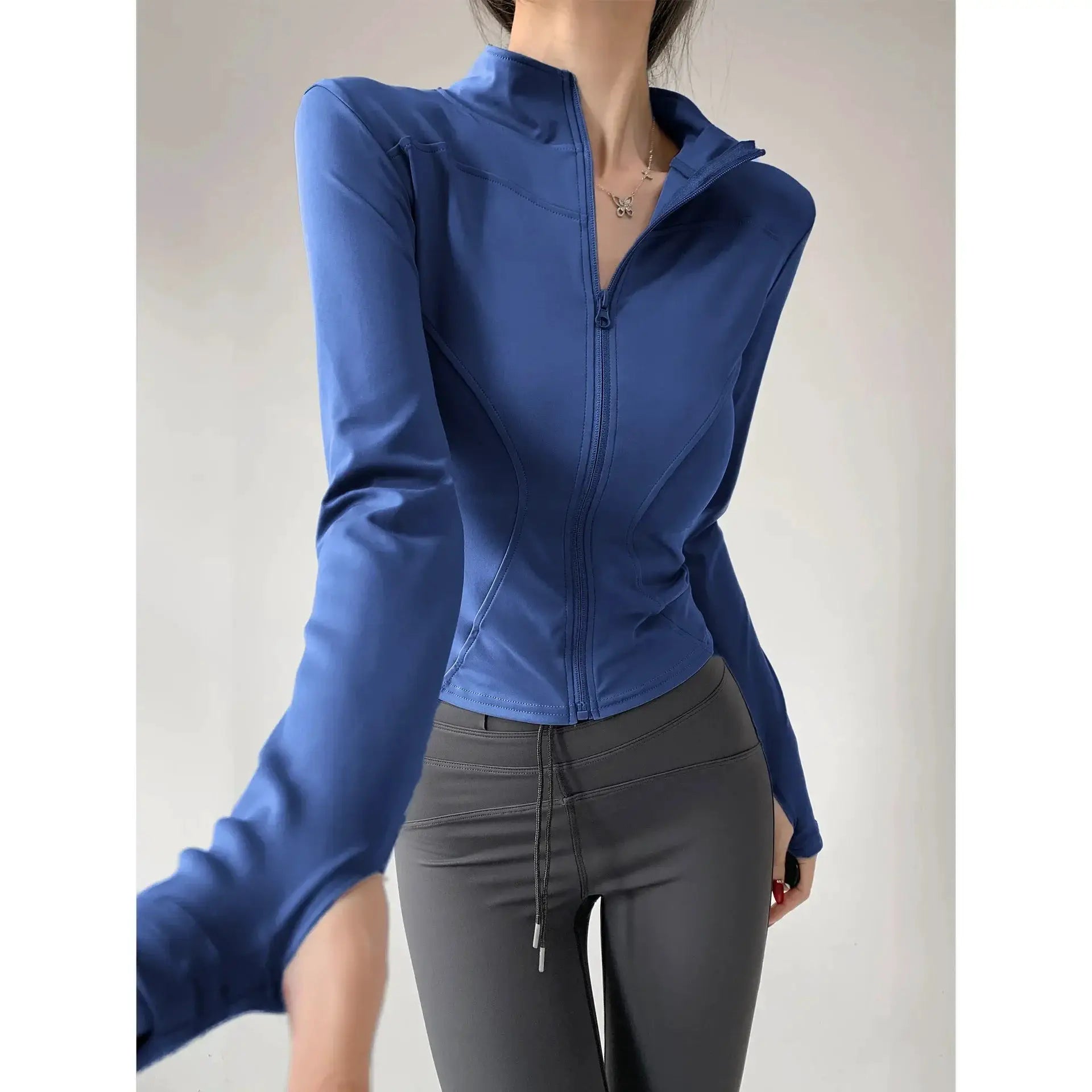 Sun Quick Drying Womens Sports Coat Slim Fit Yoga Jacket With Full Length Zipper For Running And Fitness