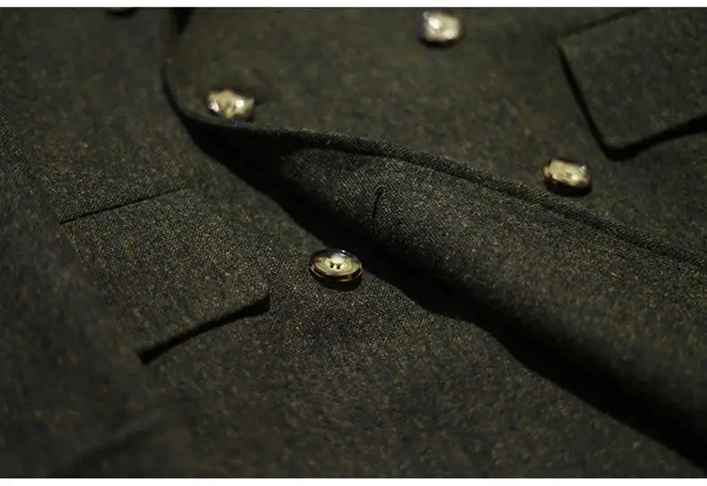Mauroicardi green wool-blend double-breasted men's overcoat with metallic buttons