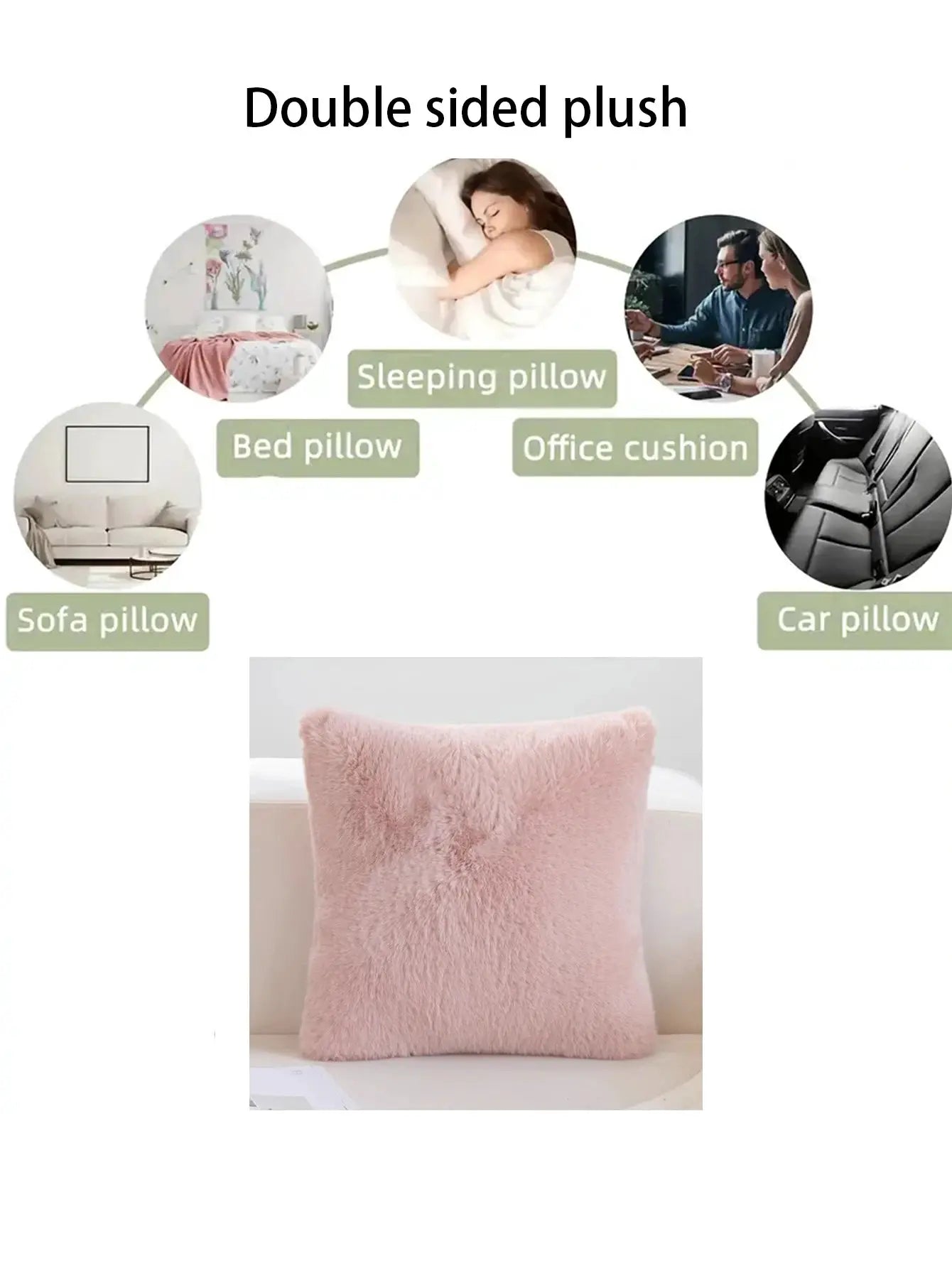 Plush pillow cover, pink faux-fur, by Simples Market, 1pc decorative cushion