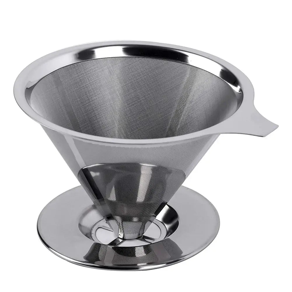 Reusable Coffee Filter Holder Double Layer Stainless Steel Cone Strainer Coffee And Tea Making Tool