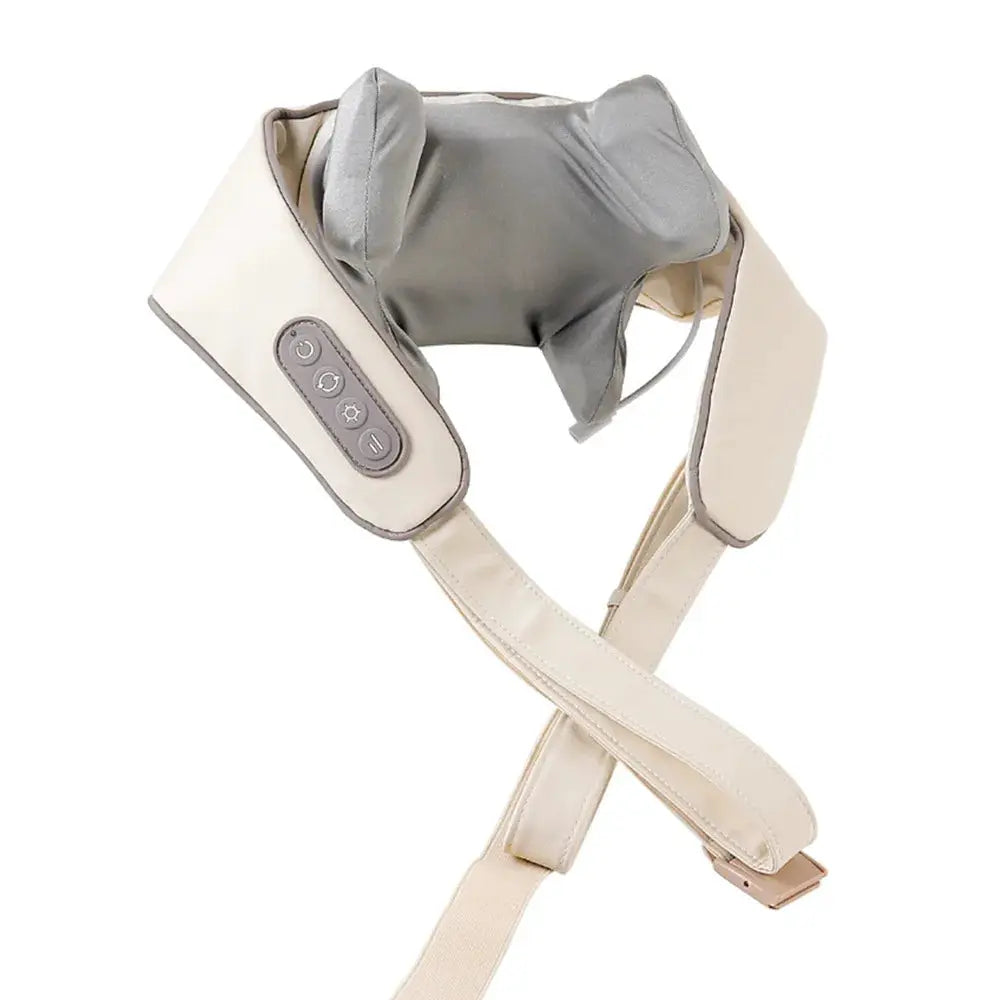 Foreverlily 26W neck and shoulder massager by Simples Market, beige wireless shawl with grey kneading pad