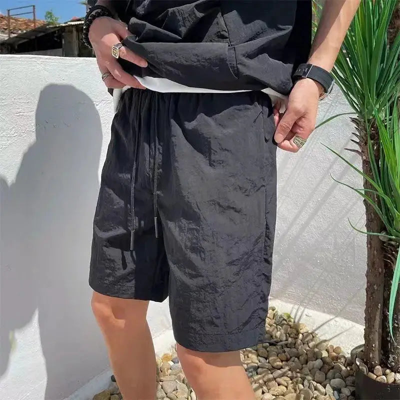 Summer Cargo Style Set Men's Casual Hooded Solid Short Sleeve T-shirt Shorts Loose Fashion High Quality Handsome Sweatshirt Suit