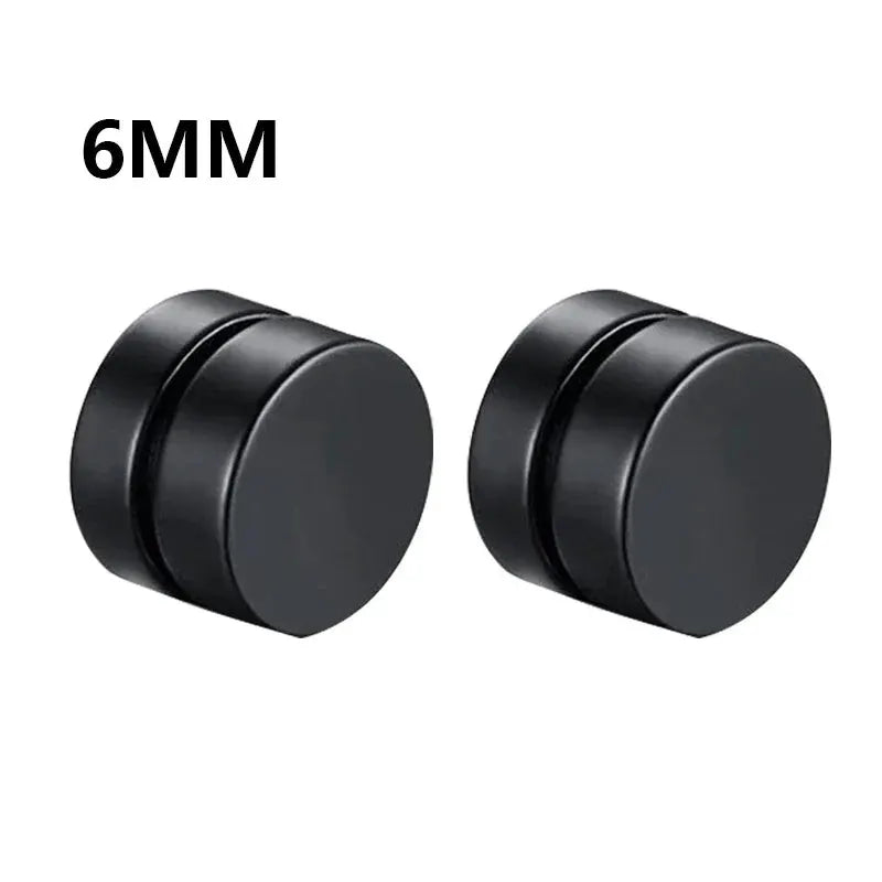Crystal Magnetic Ear Stud Clip Earrings For Men And Women Unisex Non Piercing Punk Round Zircon Stainless Steel