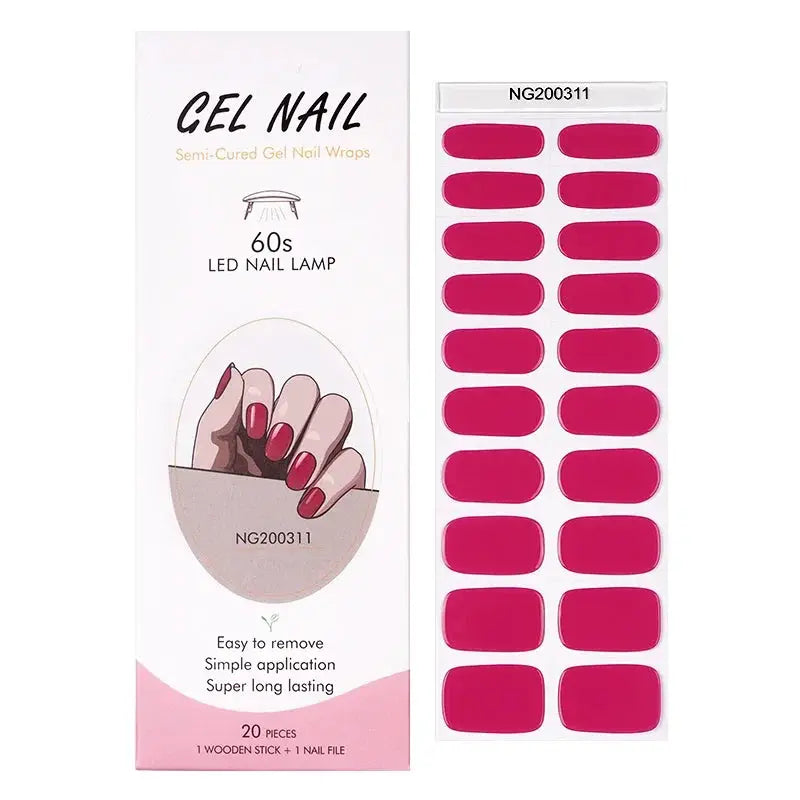 NailLux Semi Cured Nail Wraps For 16 To 20 Tips Easy Full Cover Adhesive Press On Nails Gel Finish UV LED Compatible