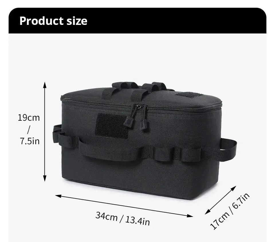 Simples Market black outdoor camping storage bag with handles and side straps; 34x19x17 cm
