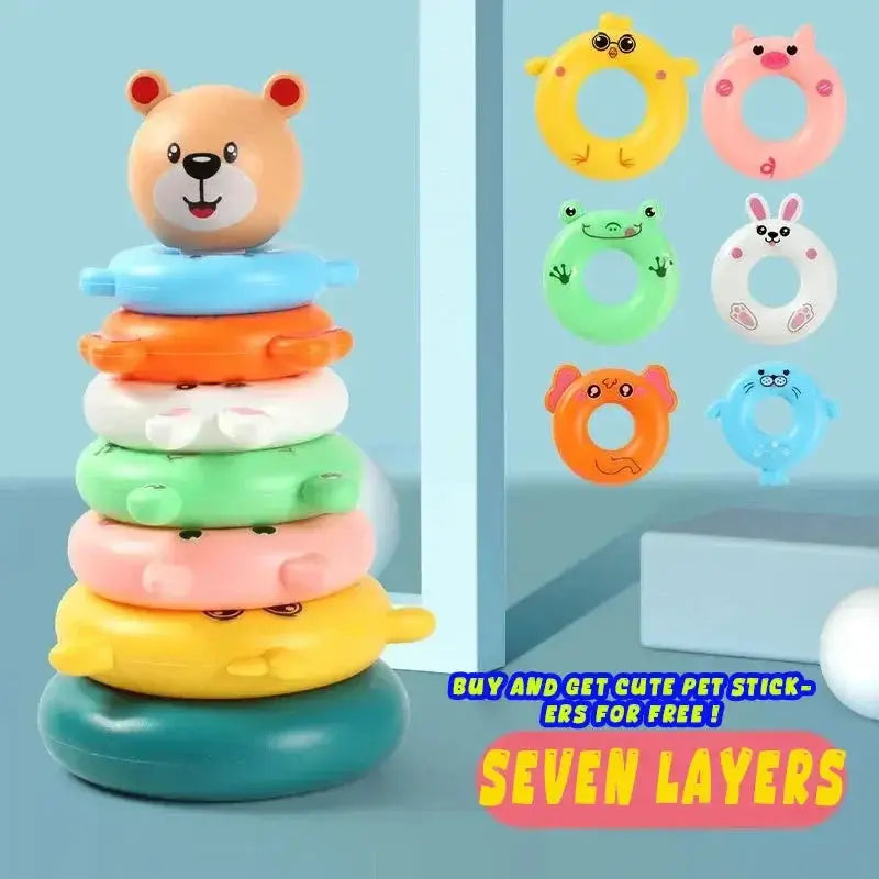 Baby Toys 0 To 12 Months Puzzle Pyramid Tower Cup Stacking Educational Toy Montessori Water Play Beach Pool Bathtub Gift